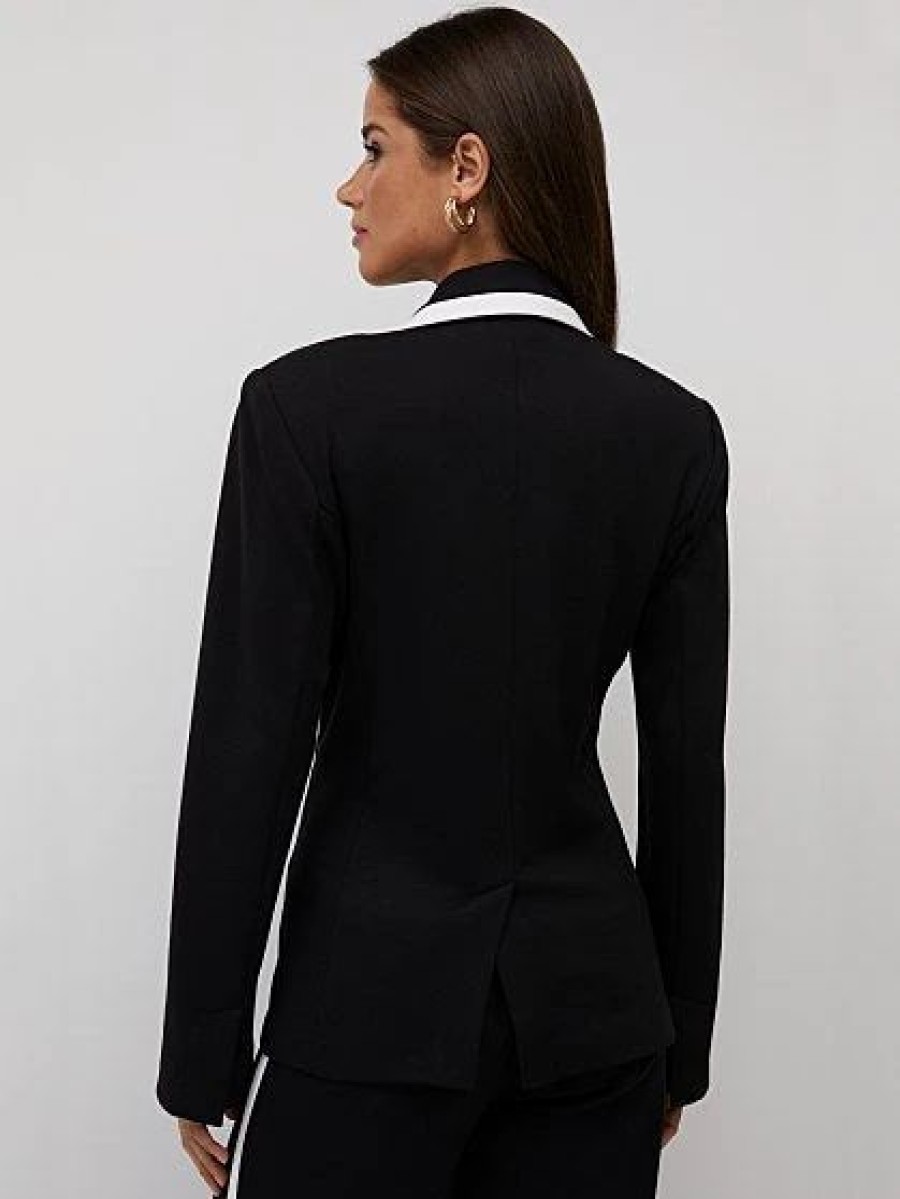 Jackets * | Tipped Double-Breasted Blazer