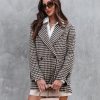 Coats & Jackets * | Trendy Confessions Houndstooth Pocketed Blazer Brown/Tan Final Sale