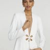 Jackets * | Micaela Cut-Out Front Blazer White - Paper White