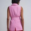 Jackets * | Tie-Waist Crepe Blazer Vest Pink - Daydream Pink