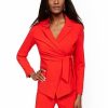 Jackets * | Red Belted Blazer 7Th Avenue Red - Red Harbor