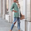 Blazers * | Shea Pocketed Plaid Blazer Green Final Sale