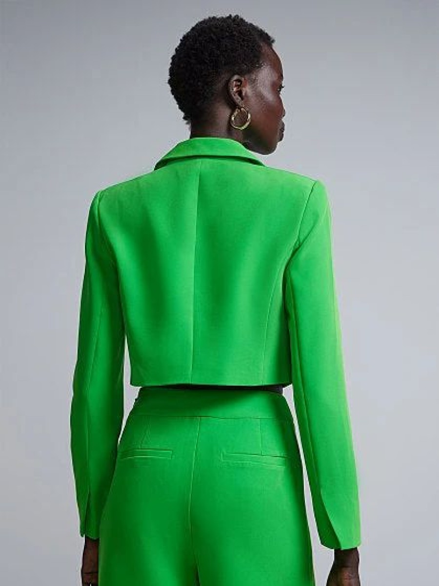 Jackets * | Cropped Blazer Green - Tickled Green