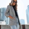 Blazers * | Oxnard Pocketed Houndstooth Blazer Final Sale