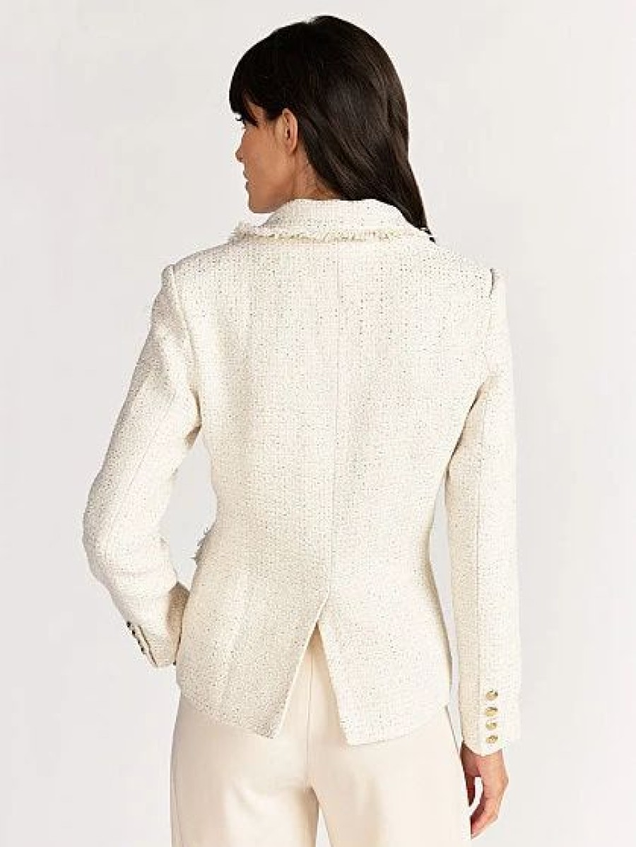 Jackets * | Long Sleeve Tweed Blazer Dress Forum White - White