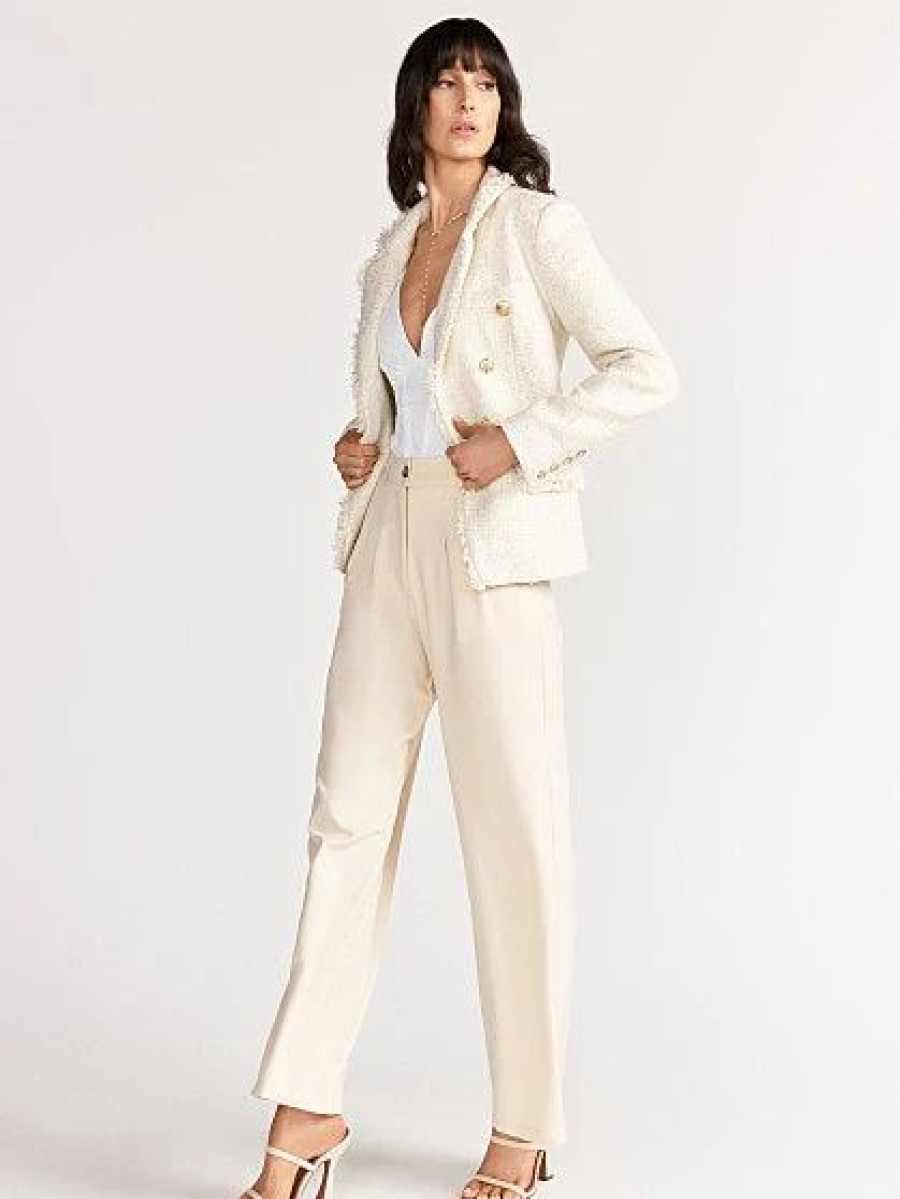 Jackets * | Long Sleeve Tweed Blazer Dress Forum White - White