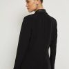 Jackets * | Faux-Leather Trim Blazer Black - Black