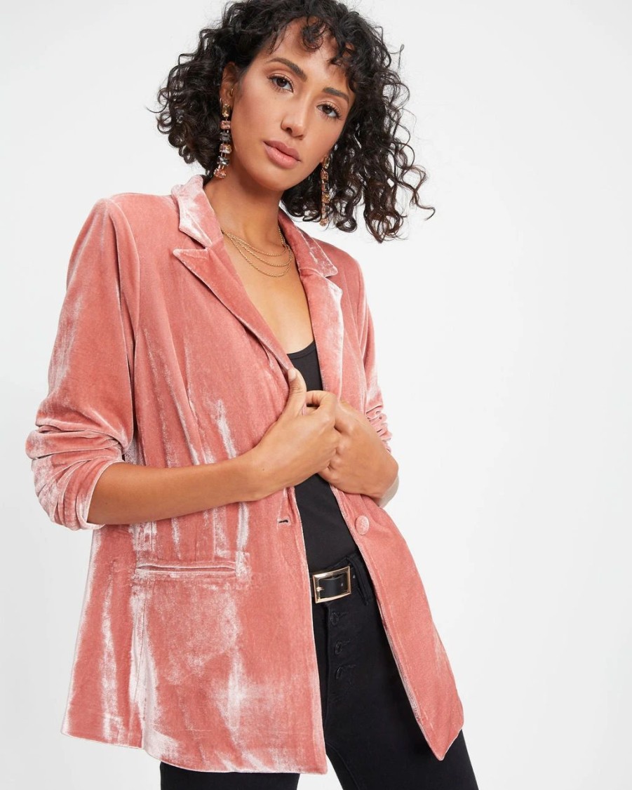 Blazers * | Katherina Velvet Blazer Rose Final Sale