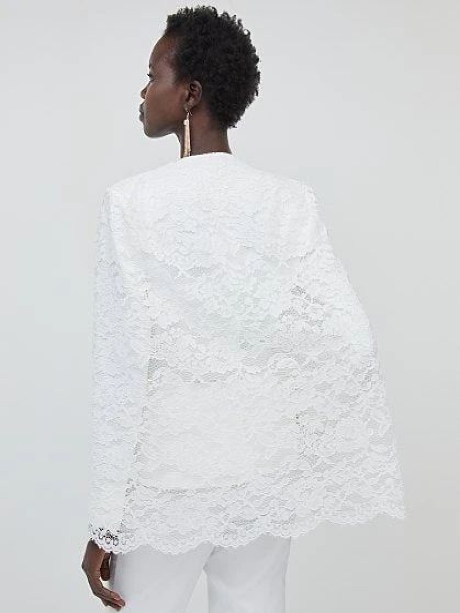 Jackets * | Lace Cape-Sleeve Blazer White - Winter White