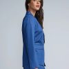 Jackets * | Faux Double Breasted Blazer Blue - Medium Blue