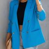 Blazers * | Long Shot Pocketed Blazer Aqua Blue Final Sale