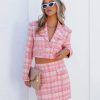 Blazers * | Rayanne Pocketed Crop Tweed Blazer Pink Final Sale