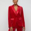 Jackets * | Velvet Satin-Lapel Blazer Red - Coco Red