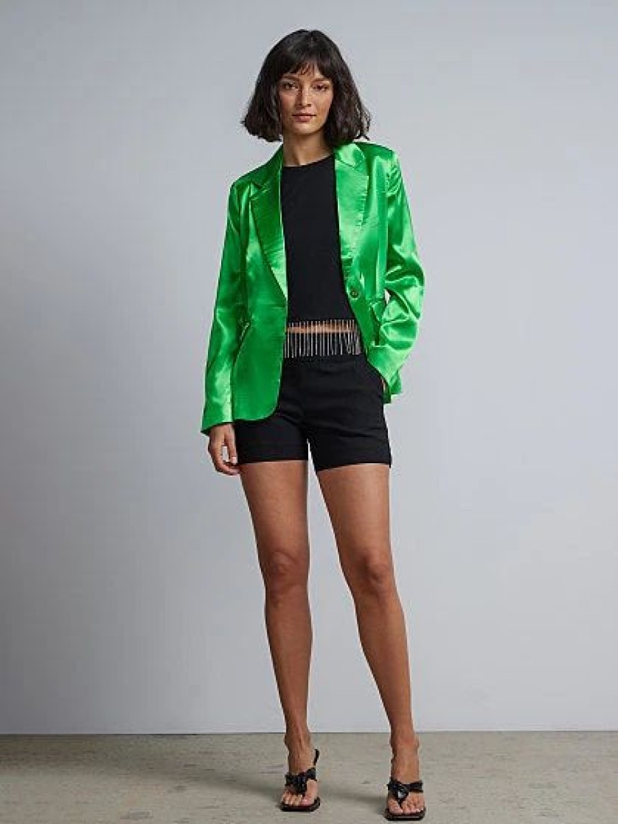 Jackets * | Shiny Blazer Green - Tickled Green