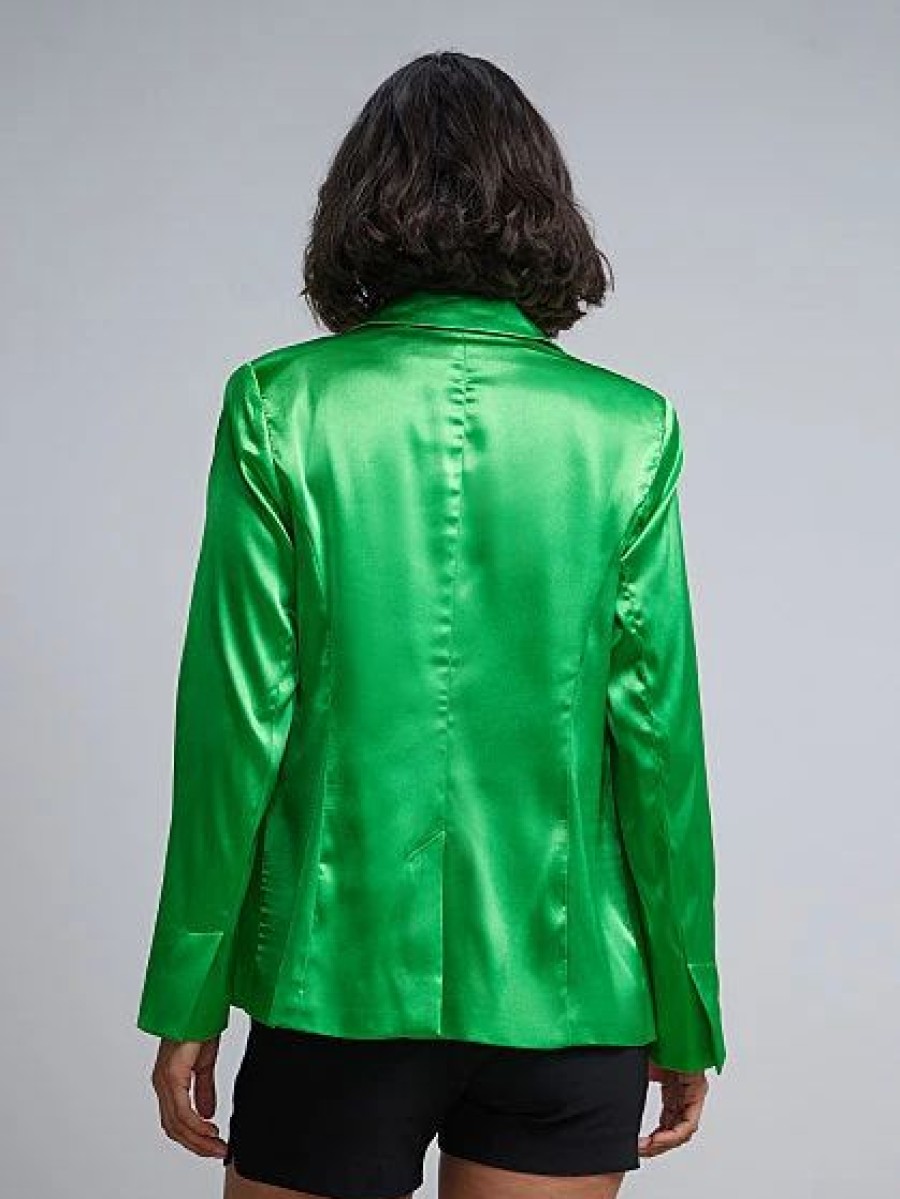 Jackets * | Shiny Blazer Green - Tickled Green