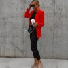 Blazers * | Standards Pocketed Blazer Tomato Red Final Sale