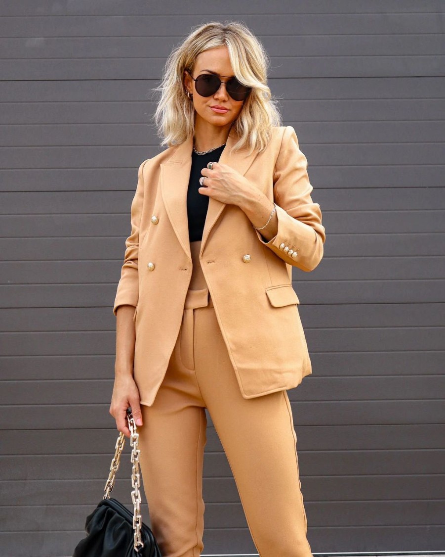 Blazers * | Making Boss Moves Pocketed Blazer Camel Final Sale