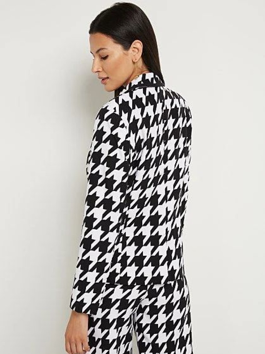 Jackets * | Houndstooth Blazer Black - Black/White