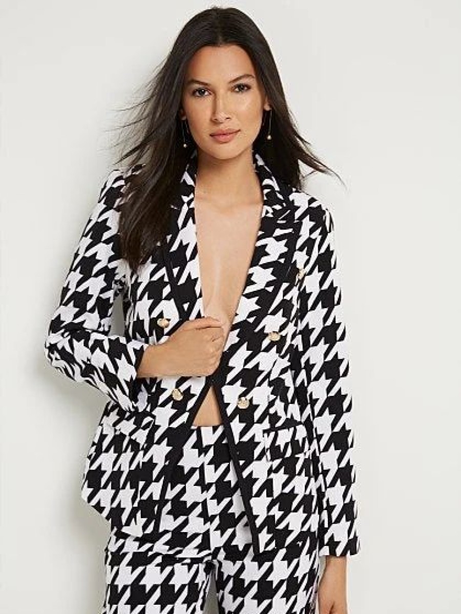 Jackets * | Houndstooth Blazer Black - Black/White