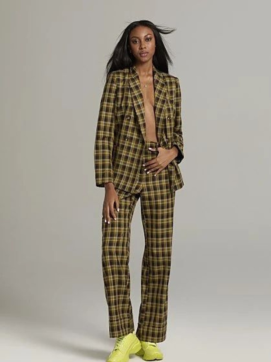 Jackets * | Faven Plaid Wrap Blazer Brown - Rich Brown