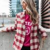 Blazers * | Peppermint Dreams Plaid Blazer Burgundy Final Sale