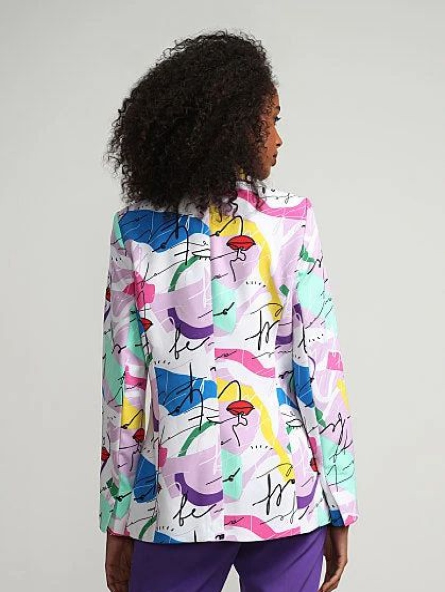 Jackets * | Face-Print Blazer Multicolor - Multi Color