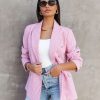 Coats & Jackets * | Catalina Houndstooth Pocketed Blazer Pink Sale