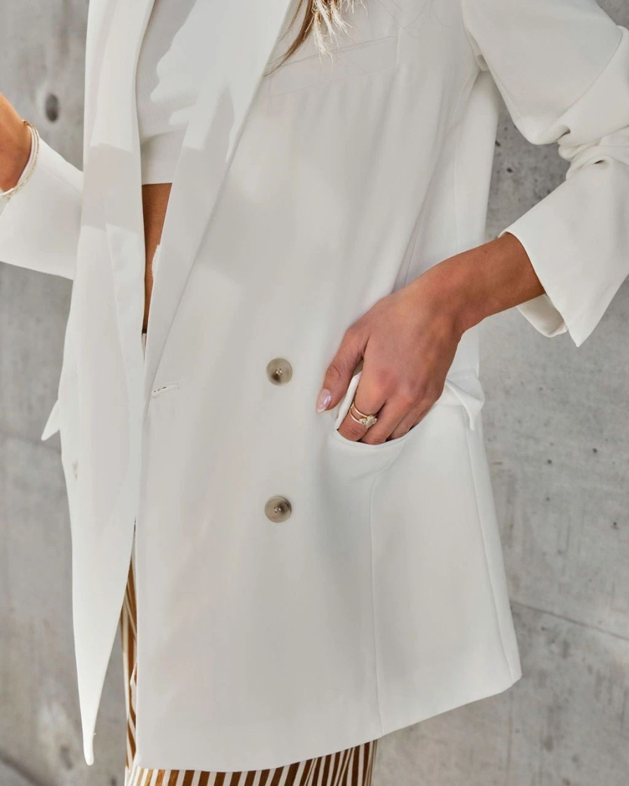 Coats & Jackets * | Cynthia Pocketed Blazer Cream Final Sale