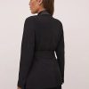 Jackets * | Double-Breasted Belted Blazer Black - Black