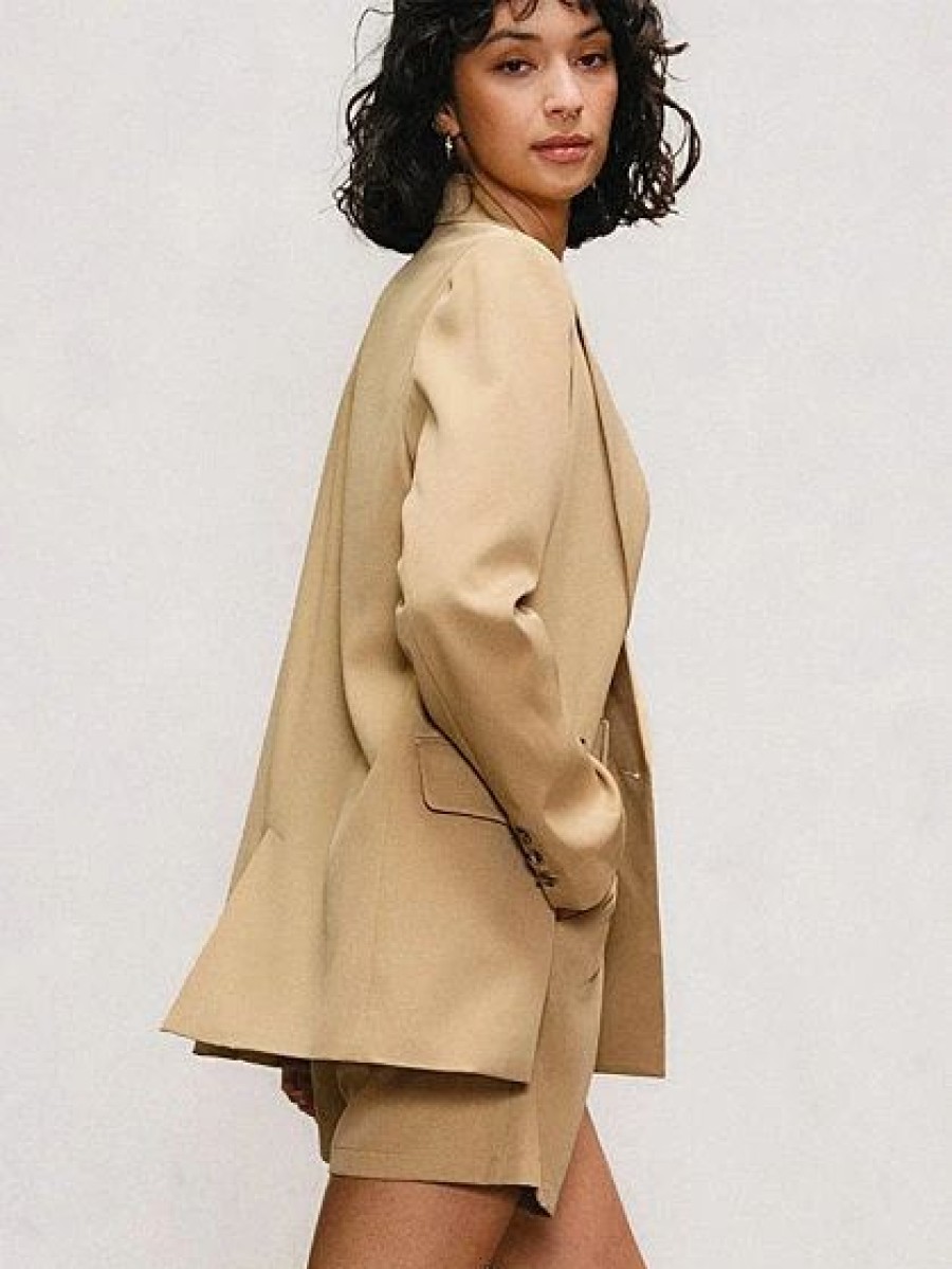 Jackets * | Oversized Boyfriend Blazer Endless Blu Natural - Camel