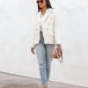 Coats & Jackets * | Monte Carlo Tweed Pocketed Blazer Ivory Final Sale