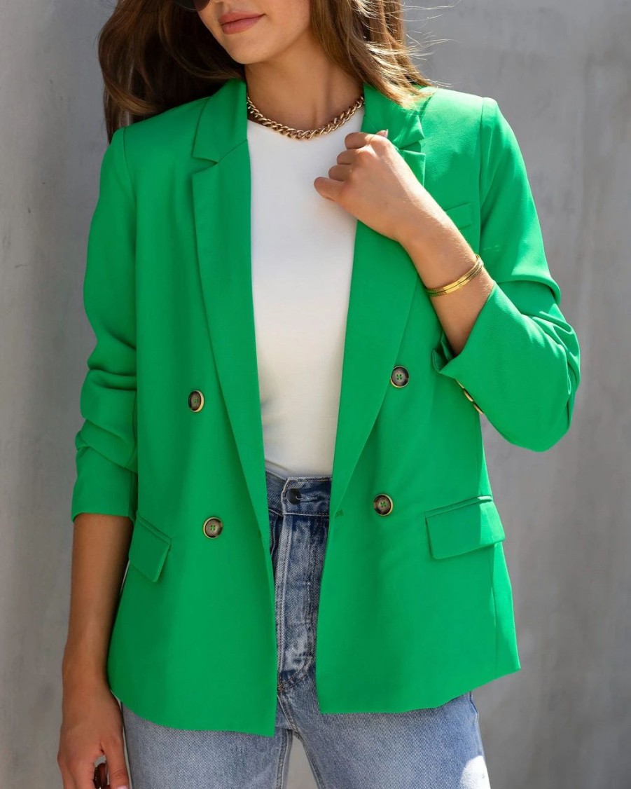 Blazers * | Long Shot Pocketed Blazer Kelly Green Final Sale