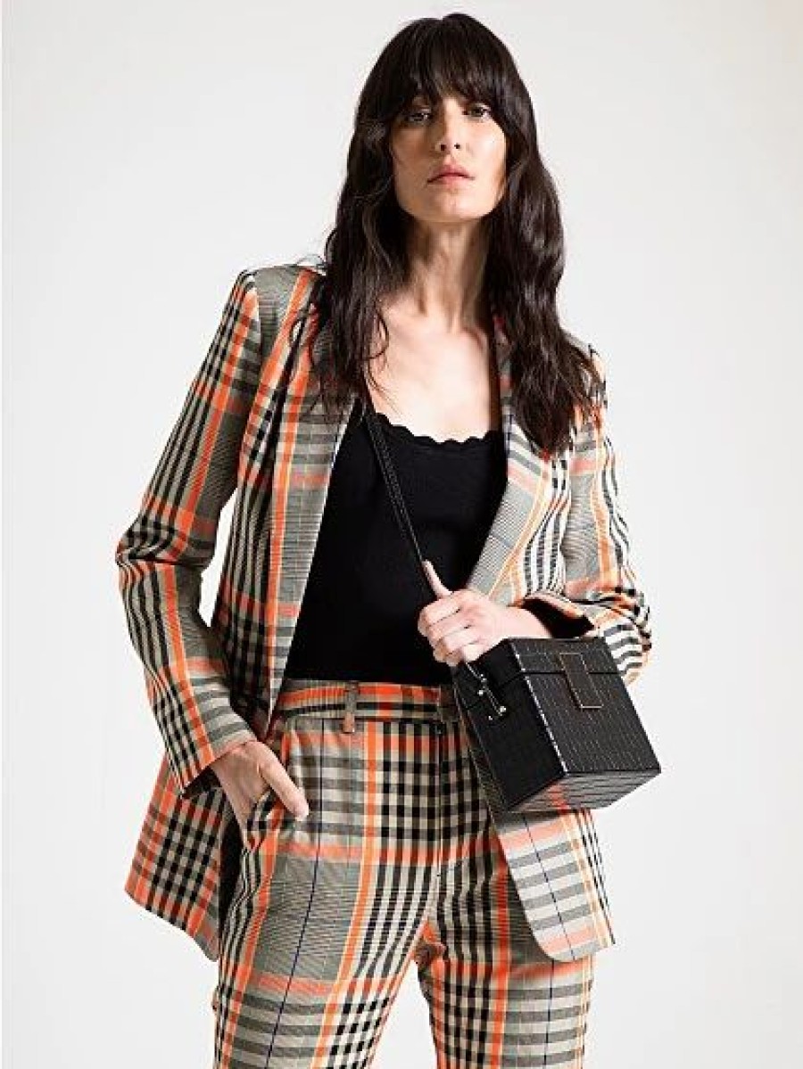 Jackets * | Neon Plaid Blazer Grey Lab Multicolor - Multi Color