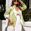 Coats & Jackets * | Jonelle Pocketed Satin Blazer Lime Sale