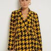 Jackets * | Houndstooth Double-Breasted Blazer Yellow - Morningside Yellow