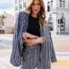 Blazers * | Can'T Relate Sequin Stripe Blazer Navy Final Sale