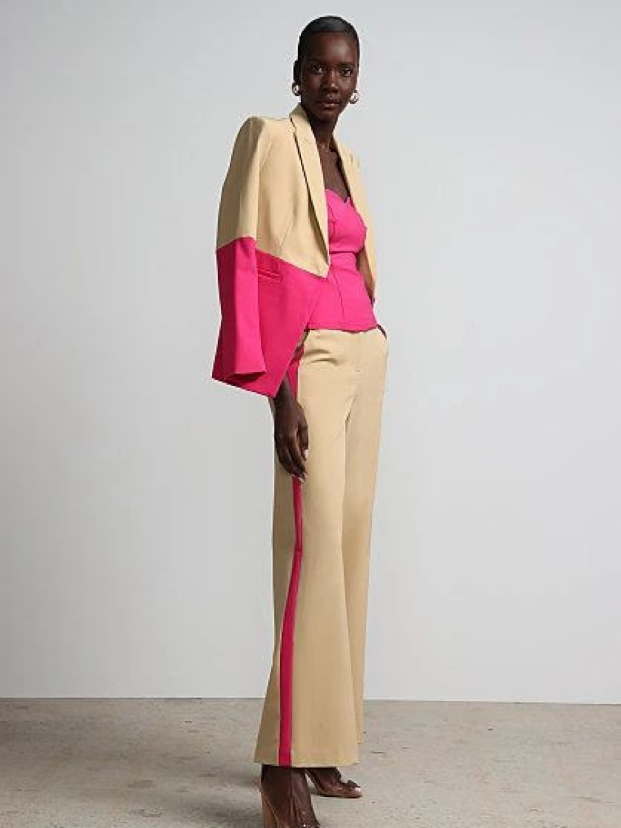 Jackets * | Colorblock Single-Button Blazer Fit To Flatter Brown - Warm Sand