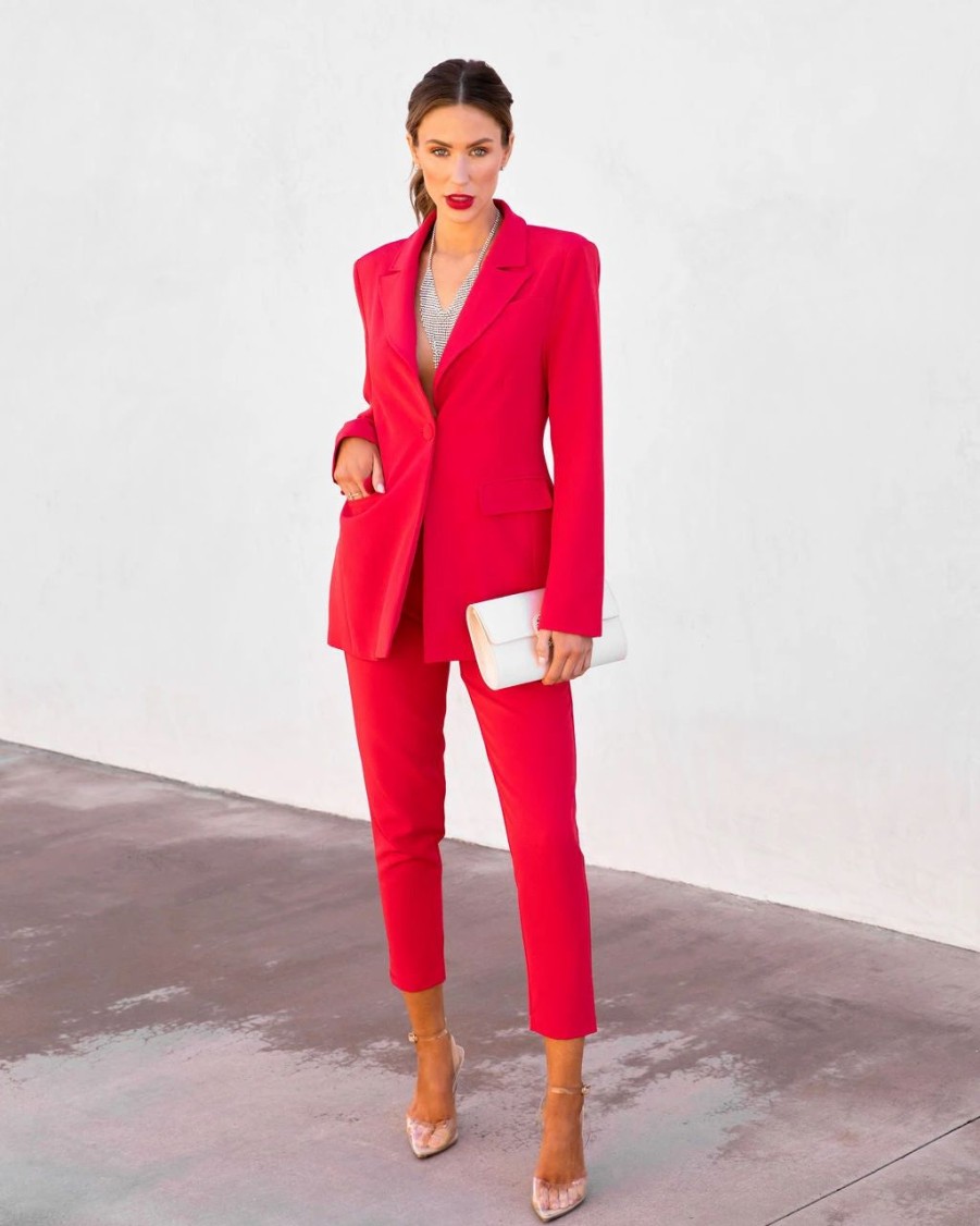 Coats & Jackets * | Next In Line Pocketed Blazer Red Sale