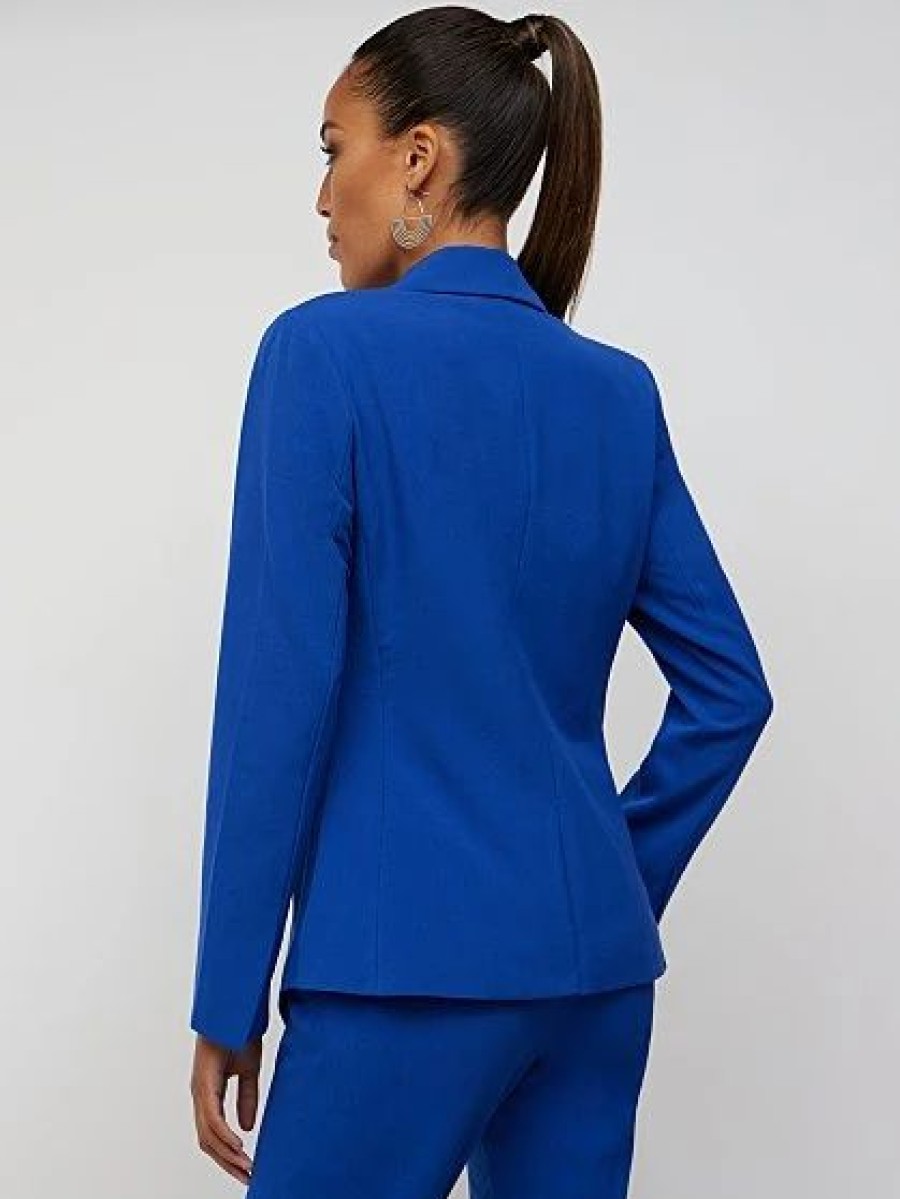 Jackets * | Double-Breasted Crest-Button Blazer Essential Stretch Blue - Blue Eclipse