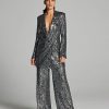 Jackets * | Damaris Sequin Blazer Grey - Silver