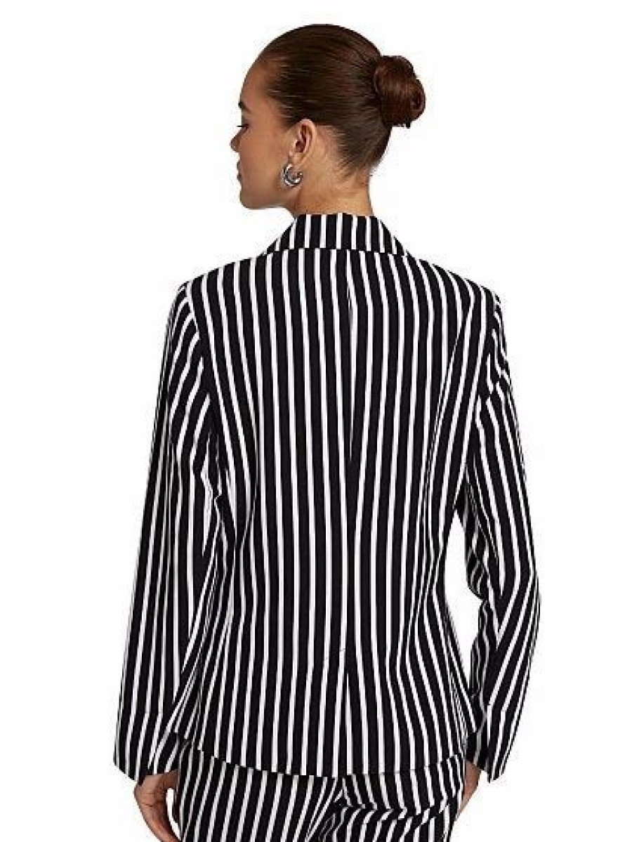 Jackets * | Striped Blazer Black - Black/White