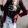 Blazers * | Wine Me And Dine Me Pocketed Velvet Blazer Wine Final Sale