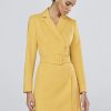 Dresses * | Belted Blazer Dress Yellow - Gold Exchange