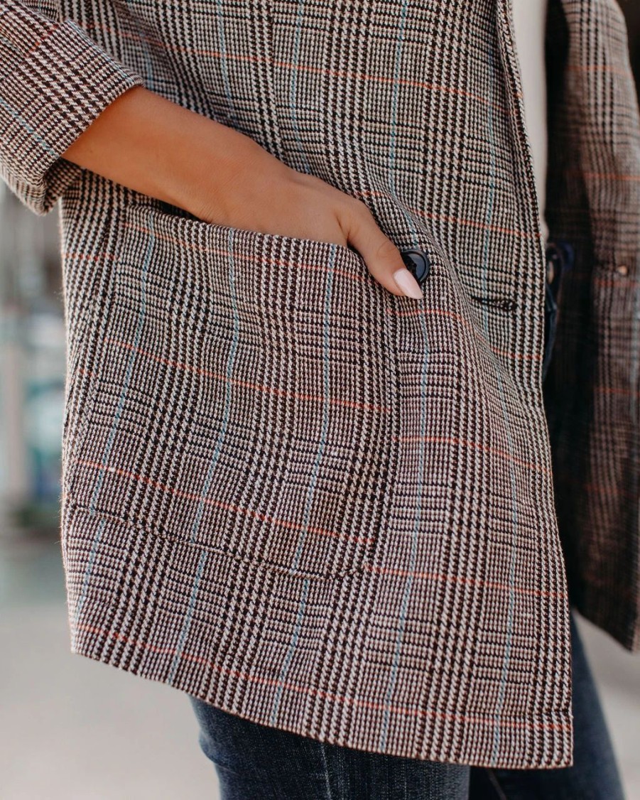 Blazers * | Muir Pocketed Plaid Blazer Last Chance