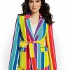 Jackets * | Striped Tie-Waist Blazer Multicolor - Multi Color