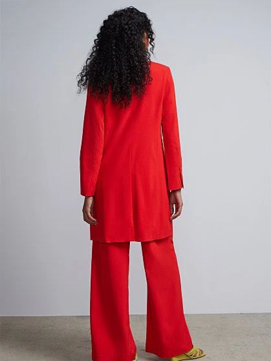 Jackets * | Maxi-Length Blazer Red - East Village Red