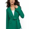 Jackets * | Green Tie-Front Blazer 7Th Avenue Green - Precious Emerald