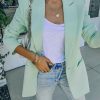 Blazers * | Standards Pocketed Blazer Pistachio Sale