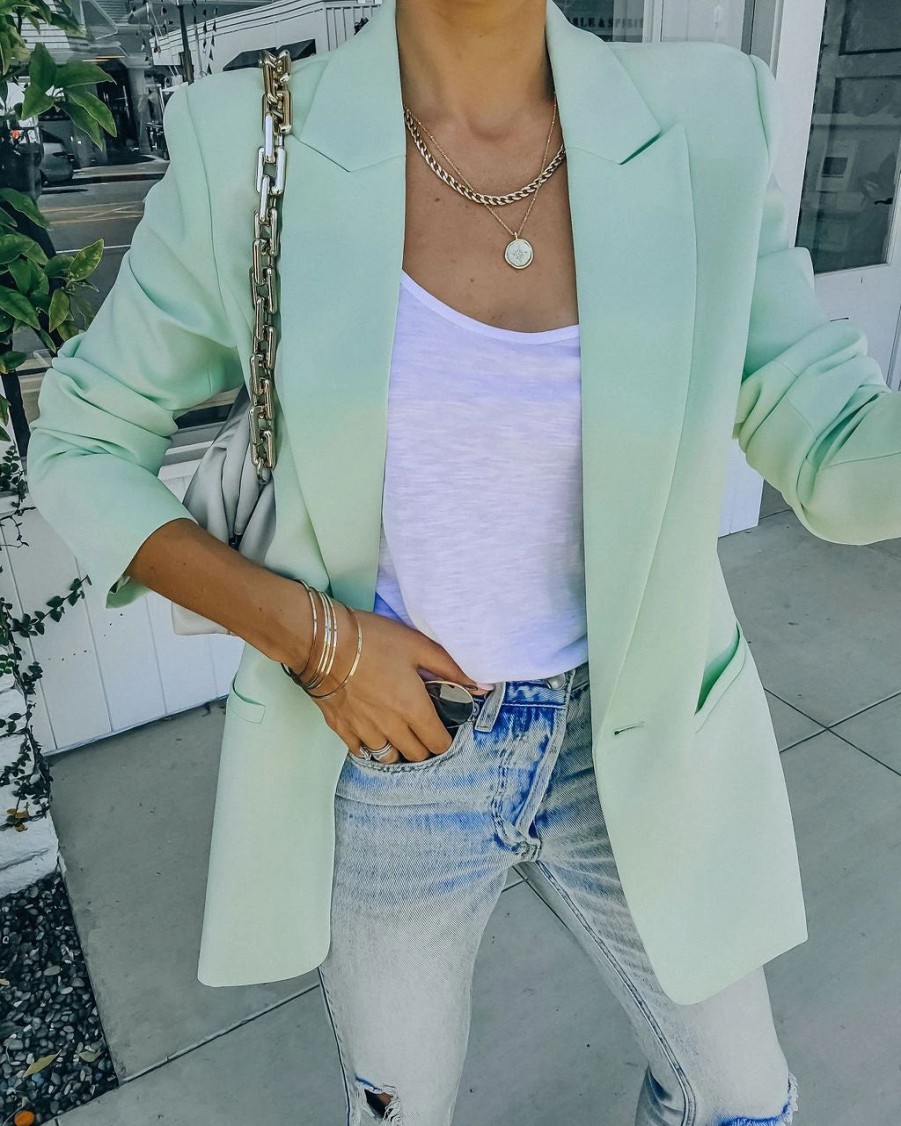 Blazers * | Standards Pocketed Blazer Pistachio Sale